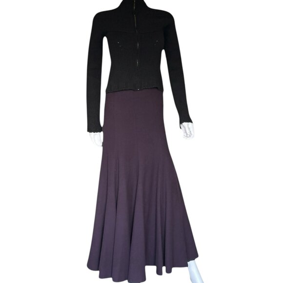 NWC Dries Van Noten Plum/Burgundy Wool Maxi Skirt. - Picture 3 of 7